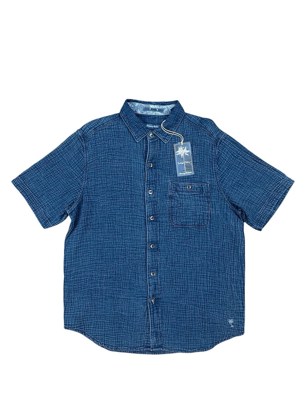 Tommy Bahama Beachside Cruiser Indigo Palms Gauze Short Sleeve Shirt Indigo — M